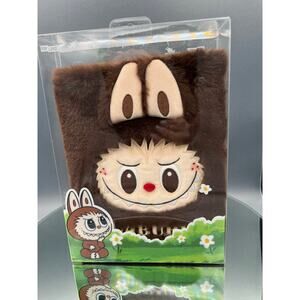 Pop Mart Labubu Monsters Notebook, a Popland exclusive Brown fuzzy notebook